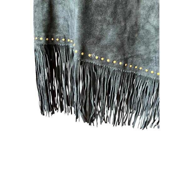 Blk leather skirt with Fringes RARE - Picture 4 of 6